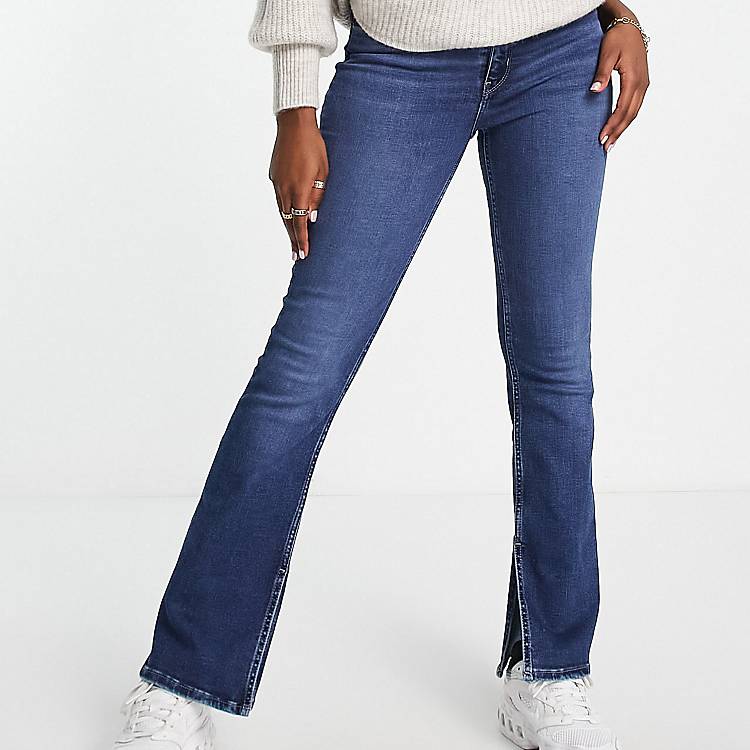 Levi's 725 high rise slit bootcut jean in mid wash blue | ASOS