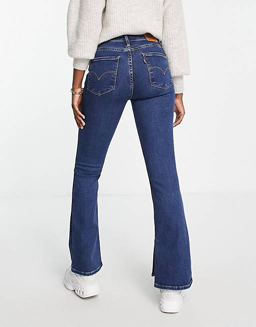 Levi's 725 high rise slit bootcut jean in mid wash blue | ASOS