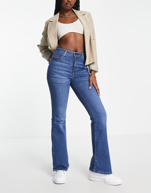Levi's – 726 – Blå, utsvängda jeans med hög midja och mellanljus tvätt 