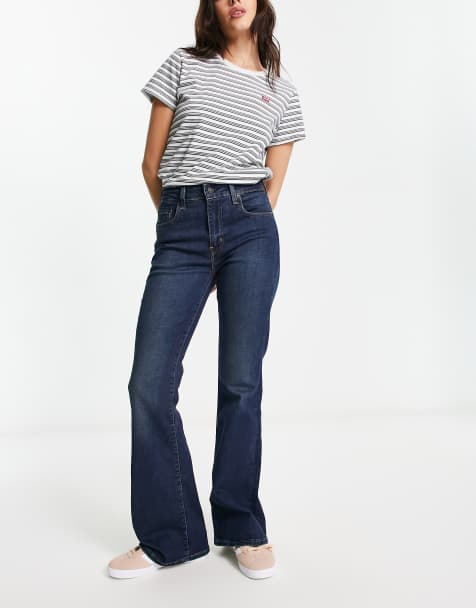 Levi's 726 flare high rise jeans in dark wash blue - view 1