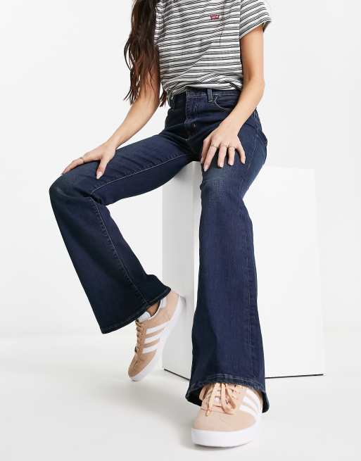 Levi's 726 flare high rise jeans in dark wash blue, 4 of 5