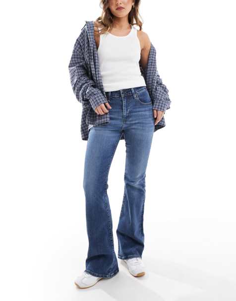 Levi's 726 high rise flared jeans in mid blue - view 1