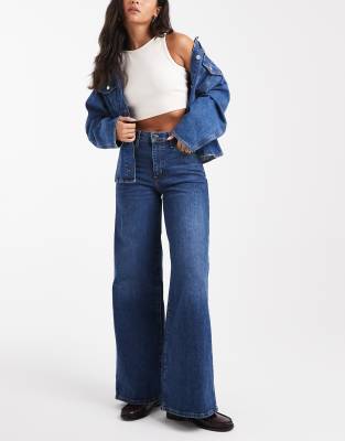 Levi's Levi's 728 high rise stretch wide leg jeans in dark blue
