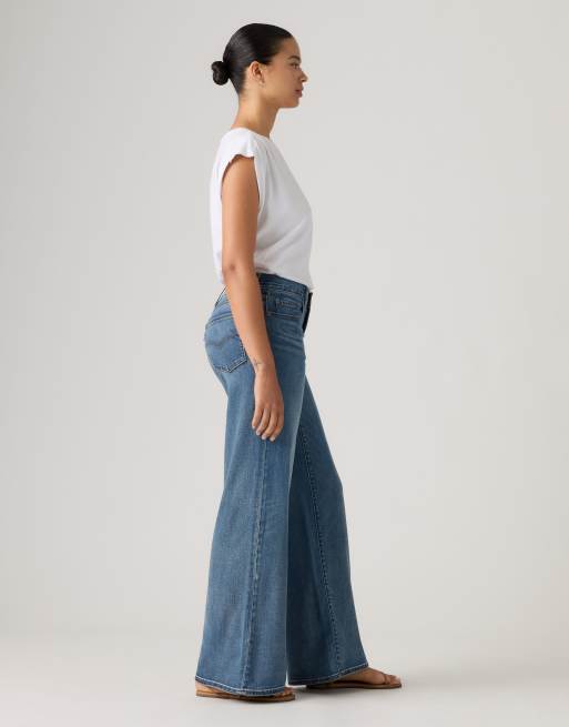 Levi's 728 high rise wide leg jeans in blue, 4 of 4