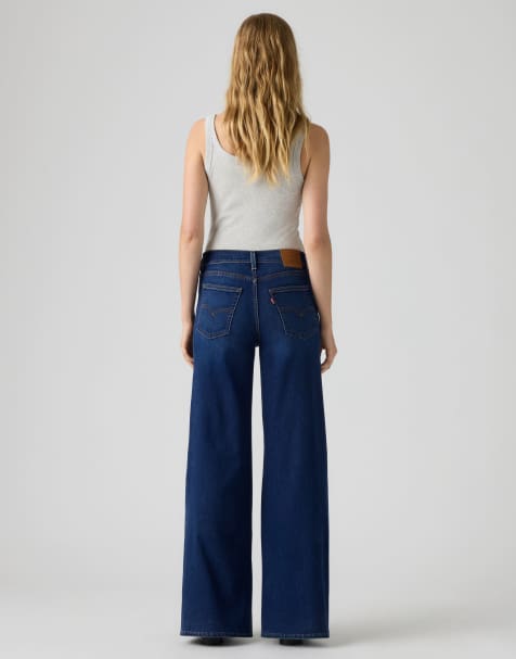 Levi's 728 high rise wide leg jeans in dark blue - view 1