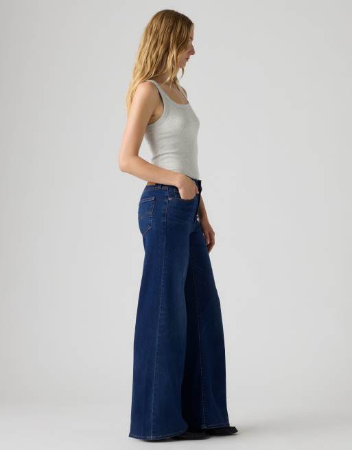 Levi's 728 high rise wide leg jeans in dark blue, 4 of 4