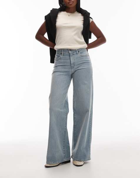 Levi's 728 high rise wide leg jeans in light wash - view 1