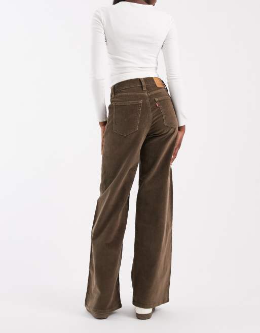 Levi's 728 jean en velours côtelé taille haute à jambe large marron, 3 de 5