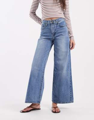 Levi's - 728 - Jean large stretch à taille haute - Bleu moyen