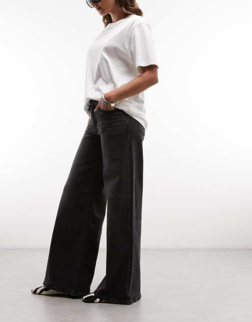 Levi's - 728 - Jeans met hoge taille en wijde pijpen in zwart met wassing, 2 van 5