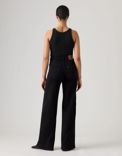 Levi's - 728 - Jeans met hoge taille en wijde pijpen in zwart - view 1