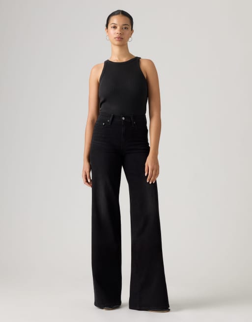 Levi's - 728 - Jeans met hoge taille en wijde pijpen in zwart, 2 van 4