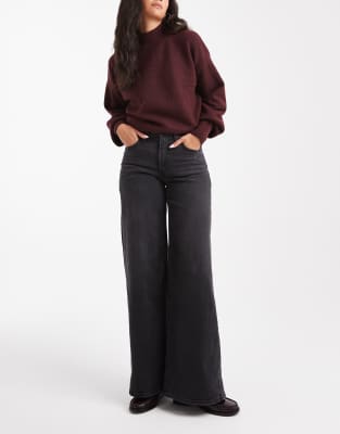 Levi's - 728 - Stretch-Jeans in schwarzer Waschung mit weitem Bein und hohem Bund