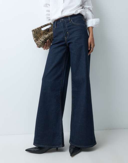 Levi's - 728 - Vaqueros azul oscuro de talle muy alto y pernera ancha, 5 de 5