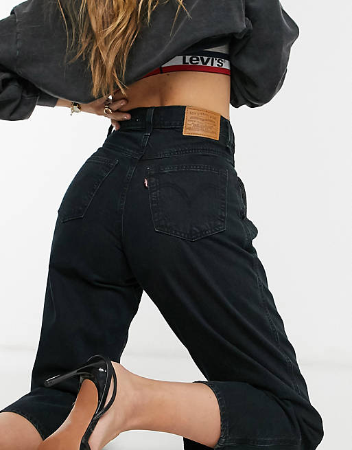 Levi's 80's balloon leg jean with pleat front in black | ASOS