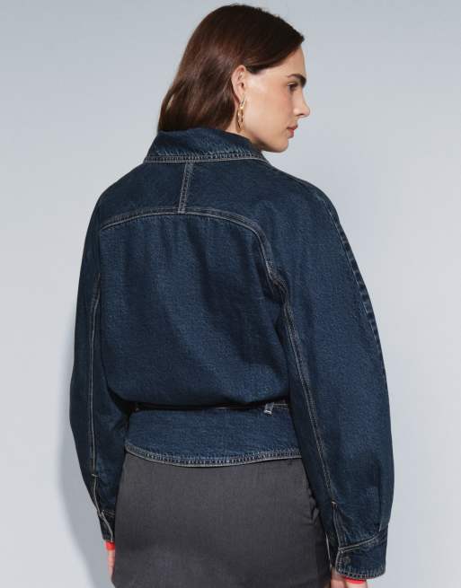 Levi's 80s denim cinch bomber jacket in dark blue, 4 of 8