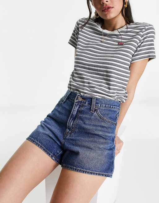 Levi's 80s mom shorts in dark wash blue