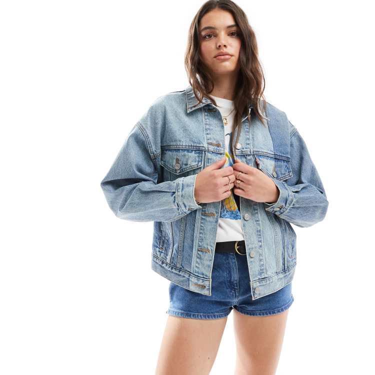 Levi's 90s crafted panelled denim trucker jacket in light blue | ASOS