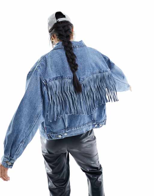 Levis denim fringe store jacket