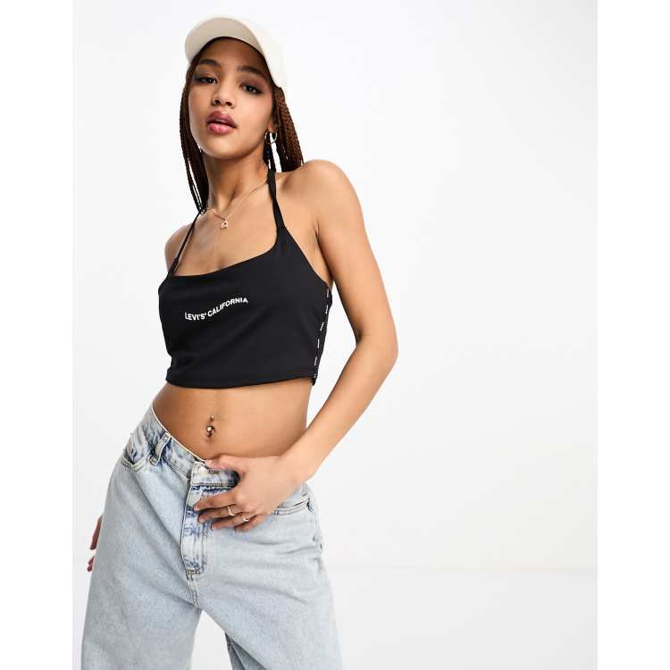 Levi's 90's halterneck crop top in black with logo | ASOS