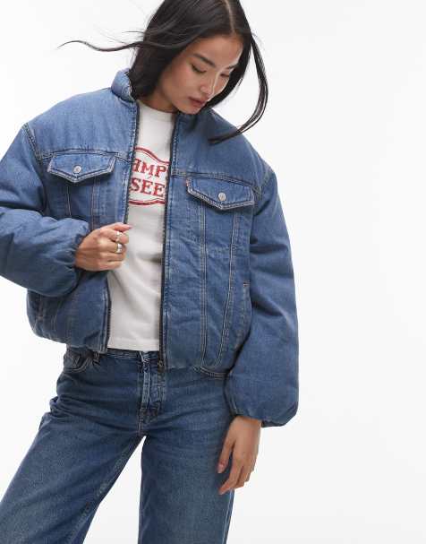 Levi's 90s padded denim trucker in mid blue - view 1