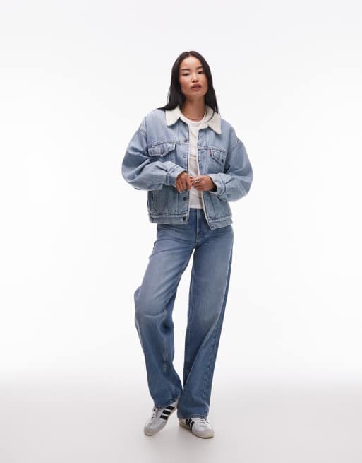 Levi's 90's sherpa denim trucker jacket in light wash ASOS