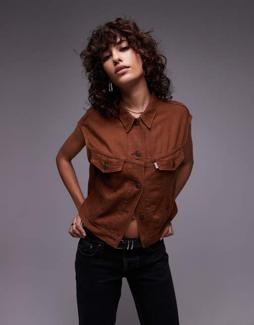 Levi's 90s shrunken lightweight denim singlet in brown