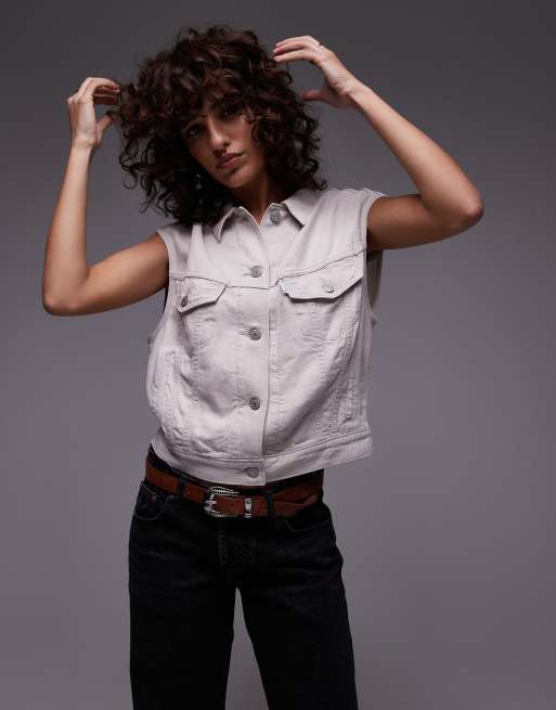 Levi's 90s shrunken lightweight denim singlet in off white