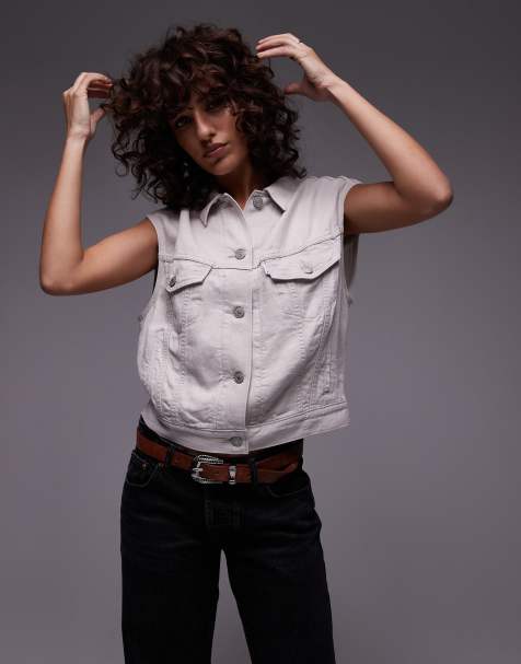 Levi's 90s shrunken lightweight denim vest in off white - view 1