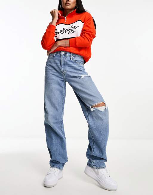 Levi's '94 baggy fit jeans in light blue with distressing | ASOS