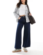COLLUSION x013 mid rise wide leg jeans in midwash