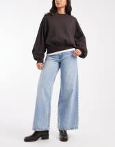 ASOS DESIGN satin tie back slash neck top in champagne