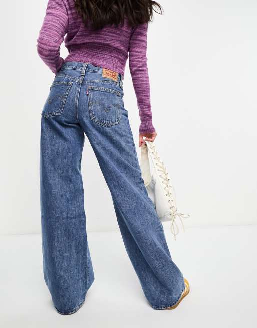 Levi s 94 baggy wide leg jeans in mid blue