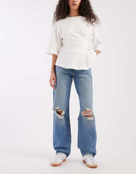 Levi's - '94 - Mellemblå posede jeans med flænger på knæene - view 1