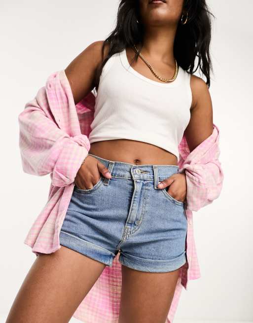 Levi's a-line mom shorts in light blue