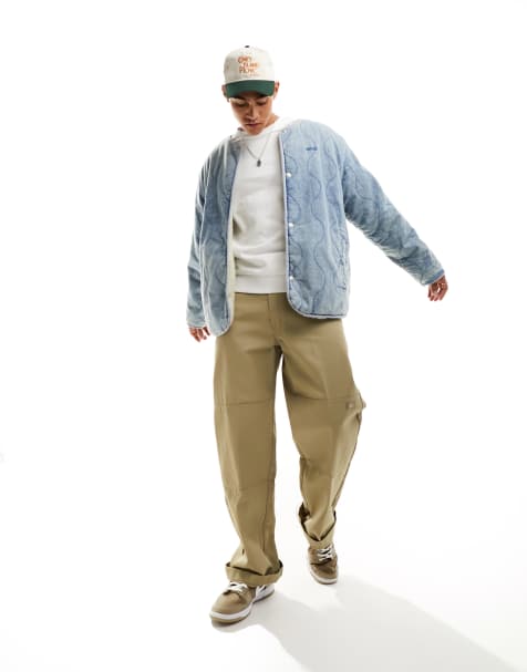 Levi's - Abbots - Omkeerbaar gewatteerd jack in blauw denim/crème met voering van imitatieschapenvacht - view 1