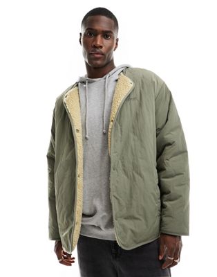 Levi's Reversible abbots padded jacket in green/cream with shearling lining  - ASOS Price Checker