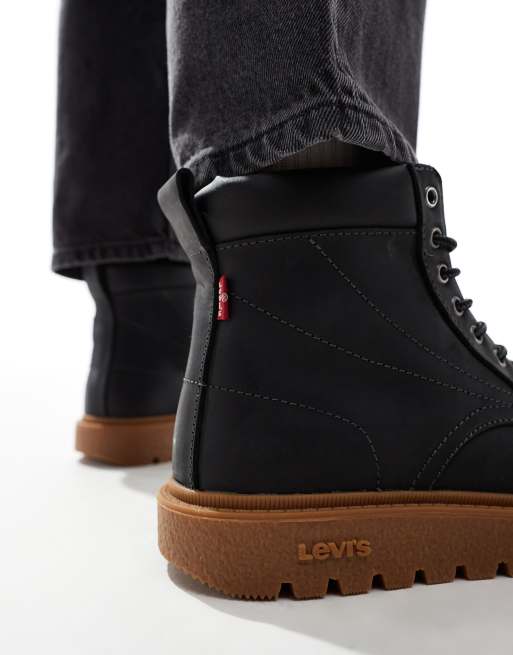 Levi s Abner lace up boots with gumsole in black ASOS