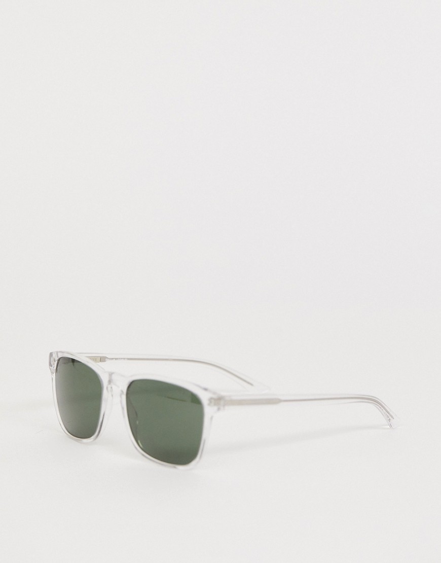 Levi's - Acetaat vierkante zonnebril met doorzichtig montuur en groene glazen-Doorschijnend