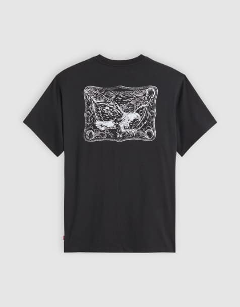 Levi's - Afslappet sort T-shirt med ørnespændeprint i vintagestil på ryggen - view 1