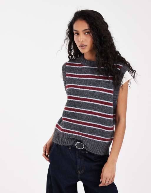 Levi's Alice chaleco de punto a rayas gris, 2 de 4