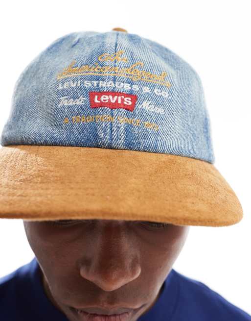 Levi's – American Legend – Locker sitzende Dad-Basketballkappe aus Denim in mittelblauer Waschung, 3 von 3