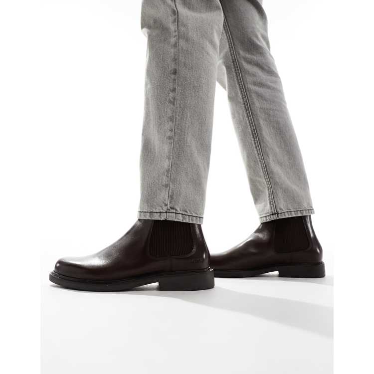 Levi's Amos Bottines chelsea en cuir Marron ASOS