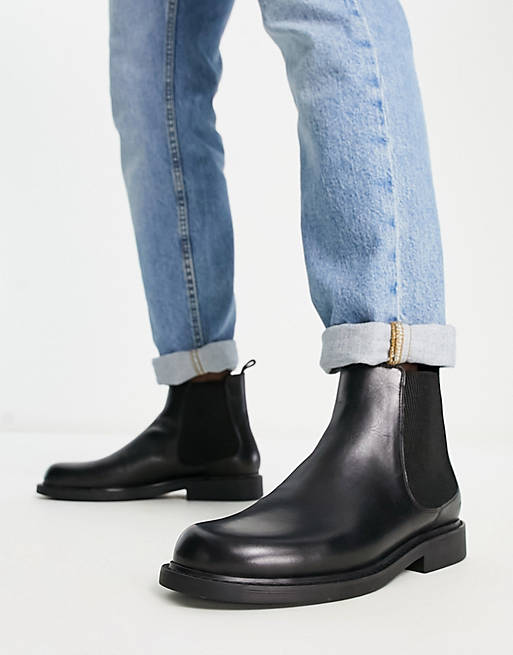 Levi's Amos leather chelsea boot in black | ASOS