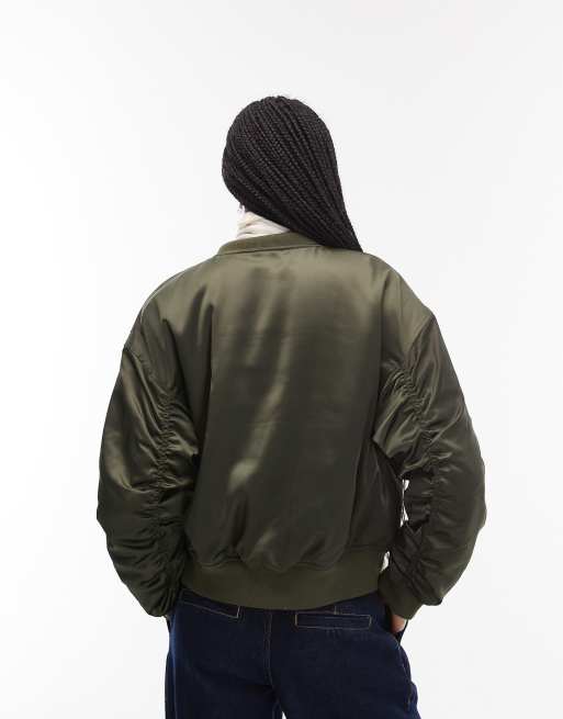 Levi's – Andy – Kakigrön bomberjacka i satin och techstil, 4 av 4