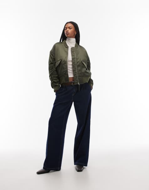 Levi's – Andy – Satynowa kurtka bomberka w zielonym odcieniu khaki - view 1