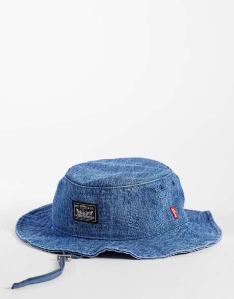 Levi's – Anglerhut in kariertem Blau mit Kordelzug - view 1