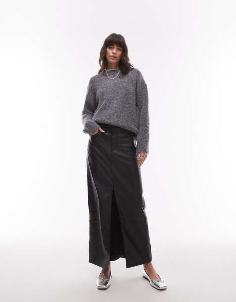 Levi's ankle column faux leather skirt in black - view 1