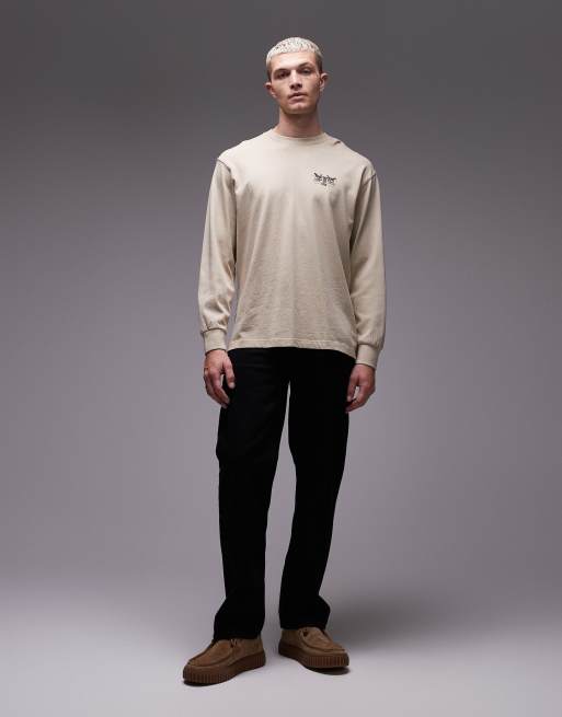 Levi's - Archive 2 - Beige langærmet T-shirt med heste-logoprint på ryggen, 2 af 5