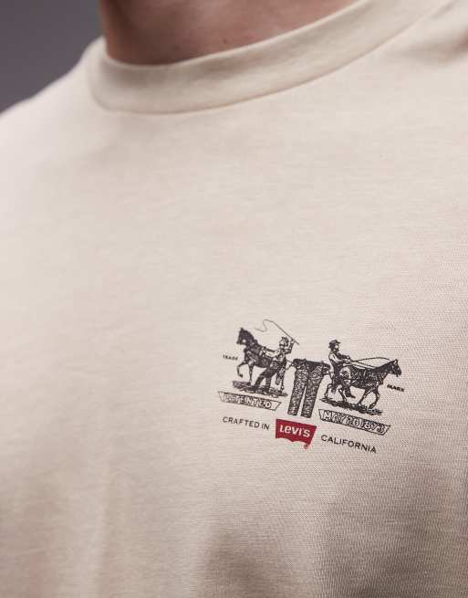 Levi's - Archive 2 - Beige langærmet T-shirt med heste-logoprint på ryggen, 5 af 5